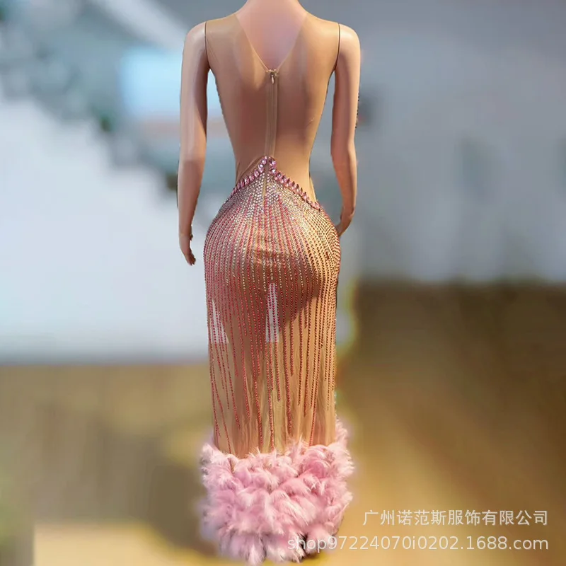 Abito sexy in rete prospettiva Cocktail Party Serata Banchetto Host Performance Dress Abiti Para Graduación Mini Vestido Sexy Hot