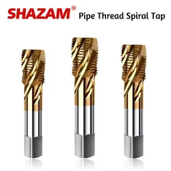 SHAZAM M35 Cobalt Plated Titanium Spiral Tube Thread Tap G ZG NPT Stainless Steel Specialized Tap 1/8 1/4 3/8 1/2 3/4