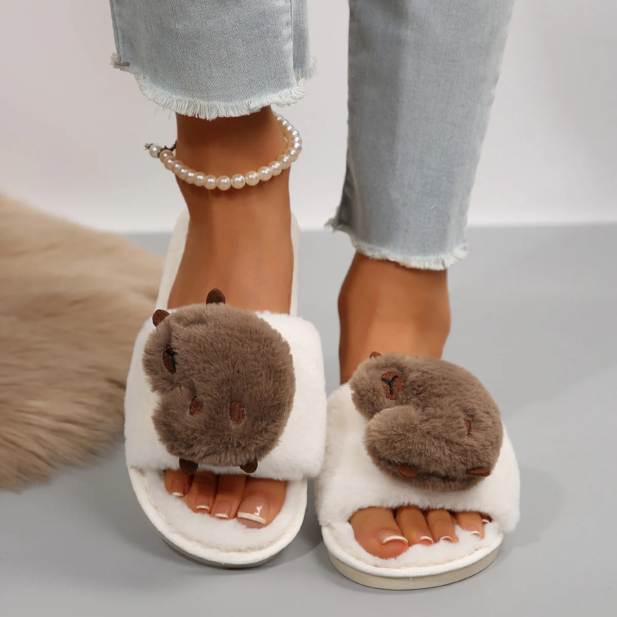 New Women Indoor Warm Home Slippers Women Bedroom Non-slip Sandals Comfort Plush House Slippers Shoes Autumn Winter Slides Women