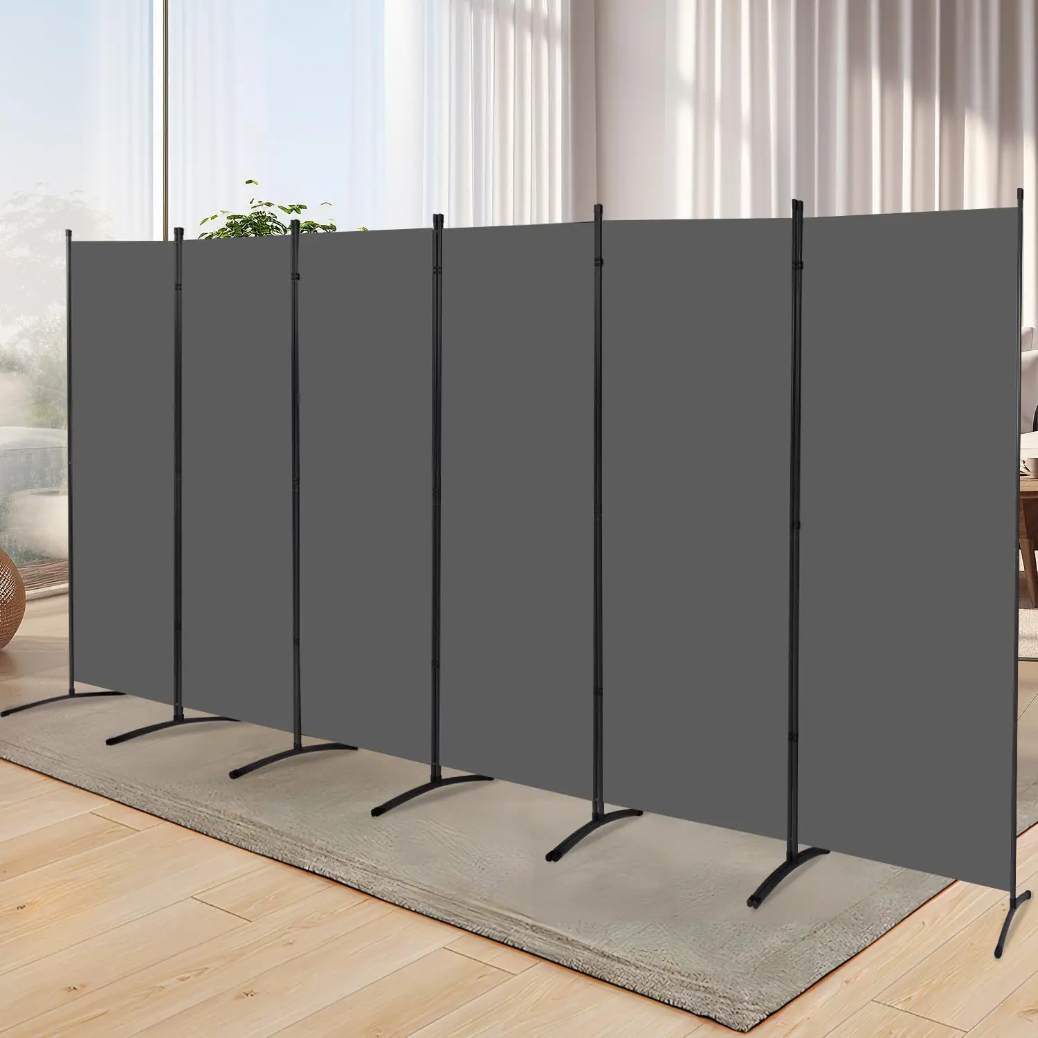 Room Divider Folding Privacy Screens, Portable Room Divider Panel 6 Panel Partition Room Dividers Screen, Freestanding R