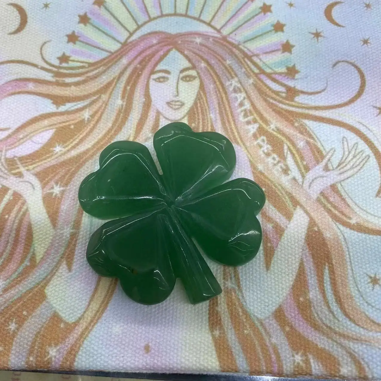 Crystal Crafts Clover Natural Green Aventurine Carvings Four Leaf Grass Healing Stones Reiki Lucky Clover for Home Decorationt
