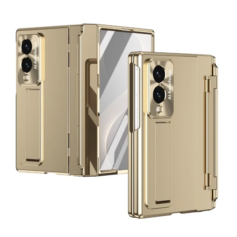 For Samsung Galaxy Z Fold 8 Wide Case Built-in Magnetic With Screen Protector Texture Metallic Cover Shockproof For Magsafe