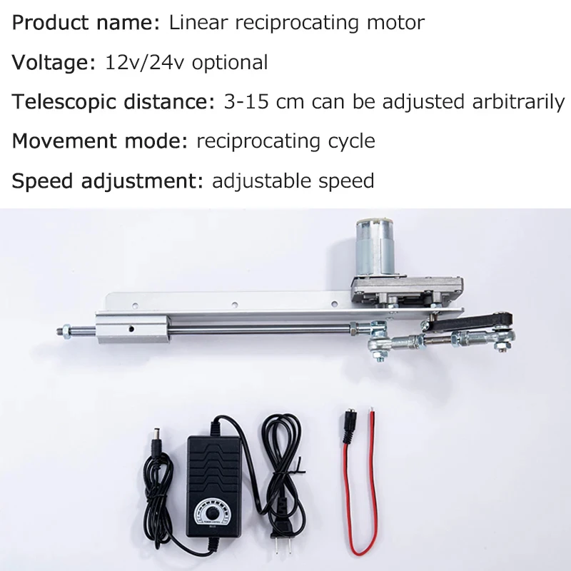 Mini Telescopic Linear Actuator 3-15CM Adjustable Telescopic Rocker Actuator 24V DC Reduction Gear Motor Speed Regulating Adapte