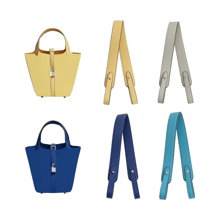 Genuine Leather Wide Underarm Strap For Picotin Bag Modification Fixed Length Strap With Metal Buckle Replacement Bag Strap