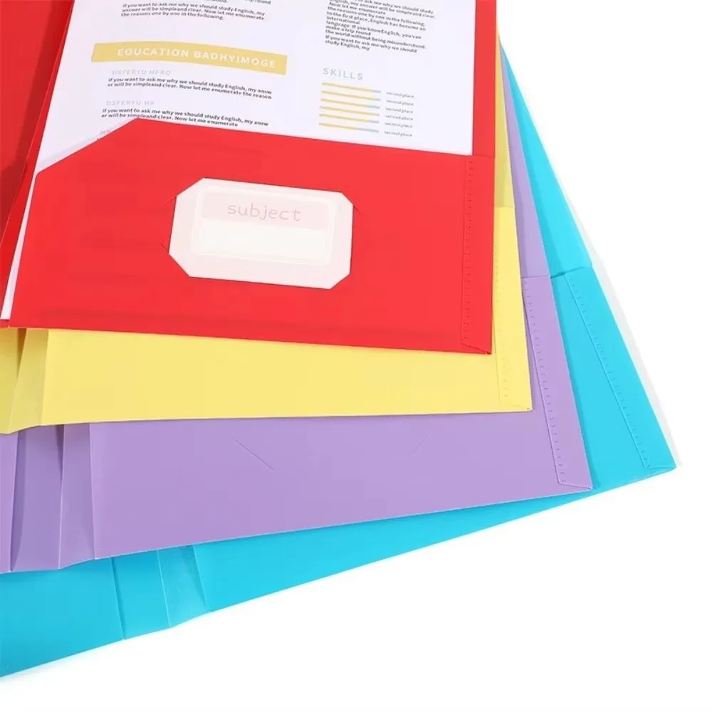 New Plastic Two Pocket Folders with Pockets Waterproof File Folders Store Documents Reusable A4 Folder School Supplies