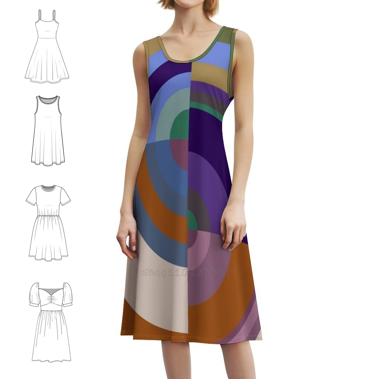 Color Revolution Doze Feminino Hip Hop Streetwear Vestido Gráfico Estampado Party Club Wear Color Revolutions Delaunay Sonia