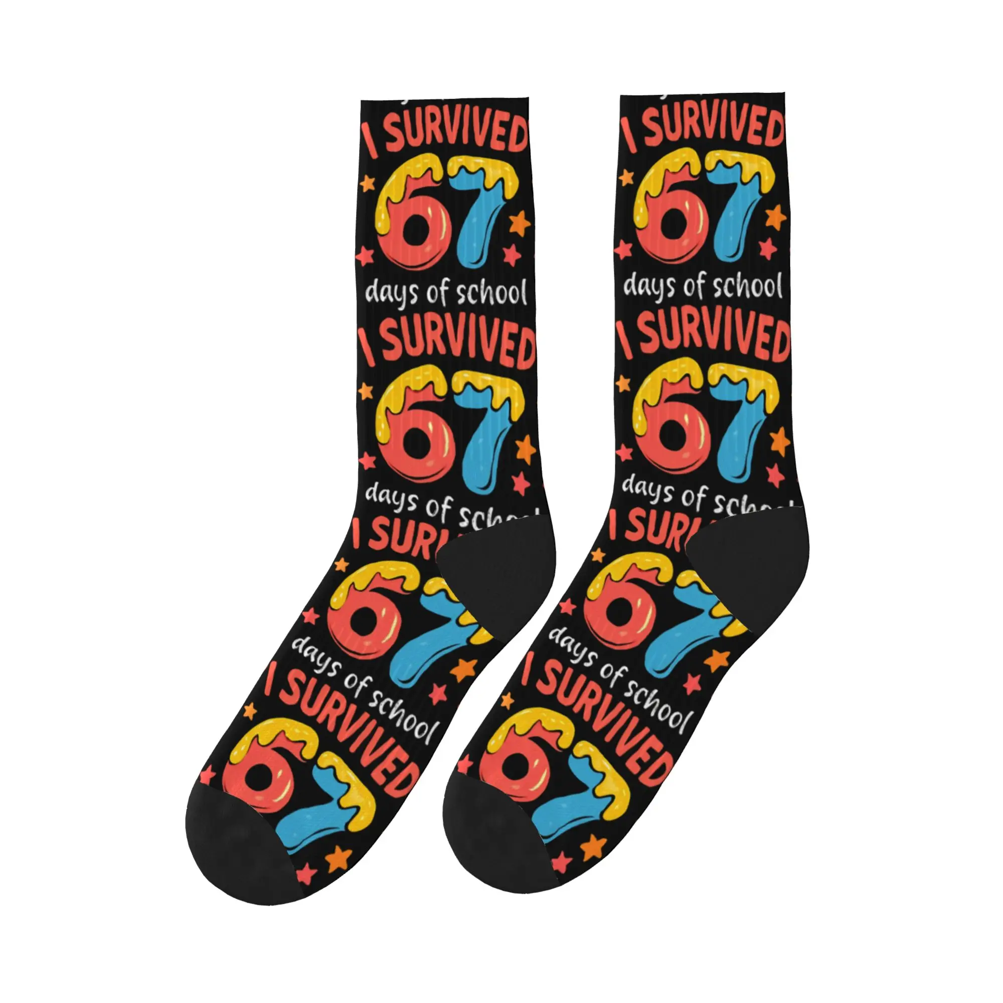 

I Survived 67 Days of School Funny 67 Meme Stockings Leisure Socks Men's Socks Autumn Running Graphic Anti Socks Birthday Gift