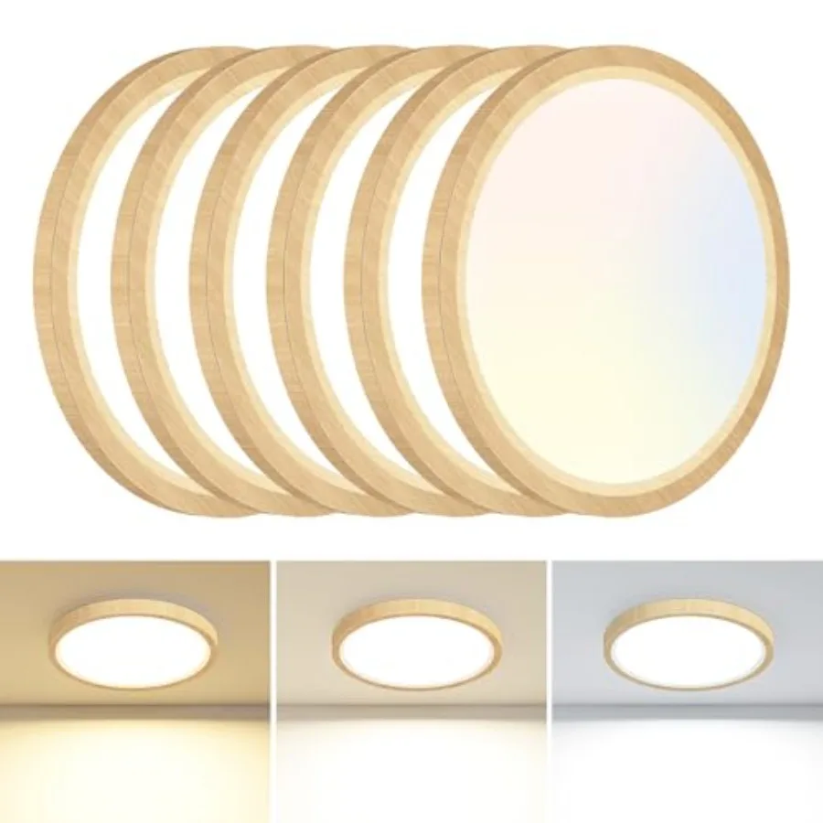 

6PACK Flush Mount Ceiling Light Fixtures - 3000K-4000K-6500K and 100W Equivalent Flat Led Lights for Room Ceiling7.5Inch Ultra