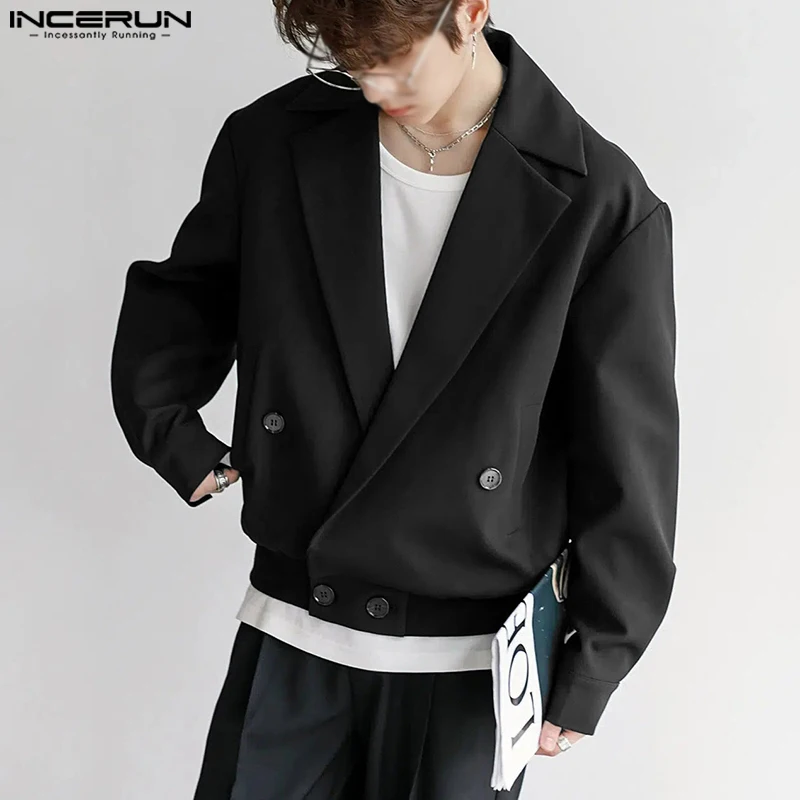 INCERUN Autumn Clothing 2024 New Men\'s Solid All-match Jackets Coats Casual Streetwear Hot Sale Lapel Long Sleeved Jackets 2024