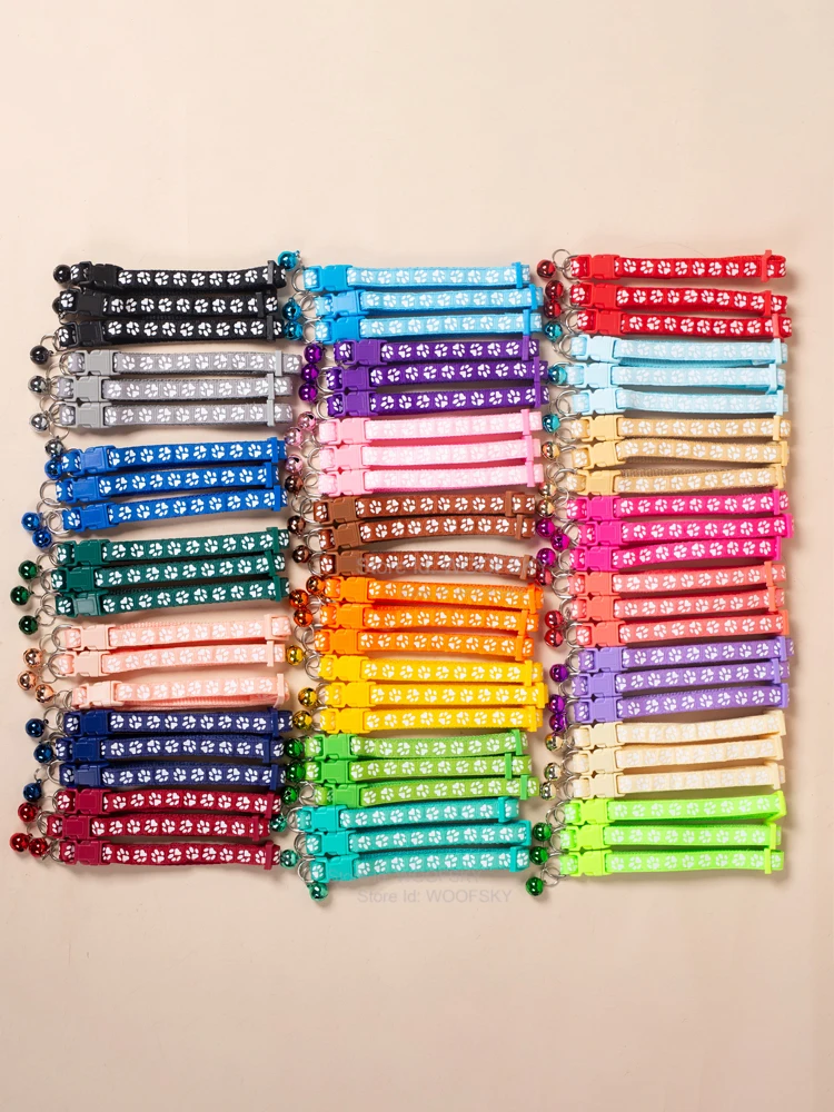 10 Stück bunte Haustierhalsbänder mit Glöckchen, 23 verschiedene Farben, Hersteller, direkt im Großhandel, Welpen-Katzenhalsband – Detail 2