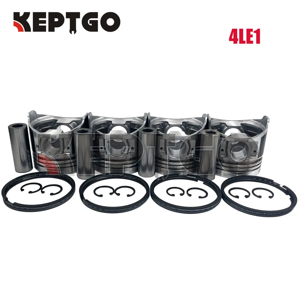 

NEW 4 pcs STD Piston Assembly & Rings For Isuzu 4LE1 Engine