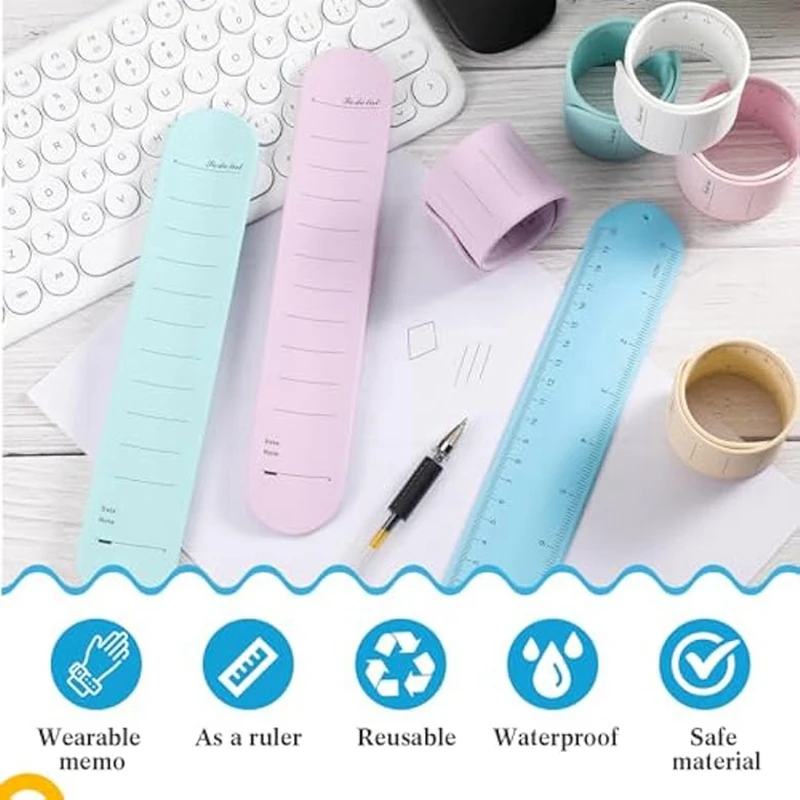 12Pcs Silicone Reminder Bracelet Reusable Wearable Wrist Notepad Writable Waterproof Erasable Wristband For Nurses Memo