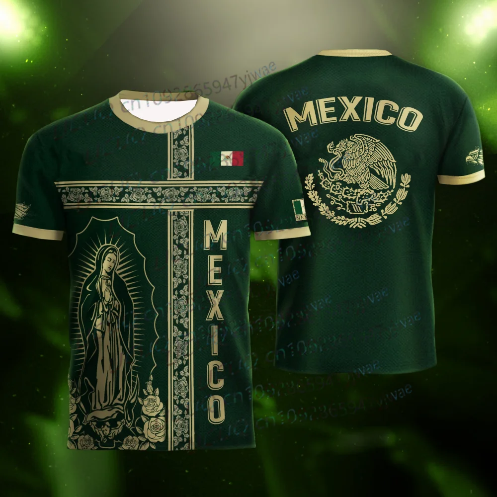2026 Mexico National Flag Print Men's Women's Short Sleeve T-shirt 3D Print Tees Outdoor Football Jersey Sports Casual Tops