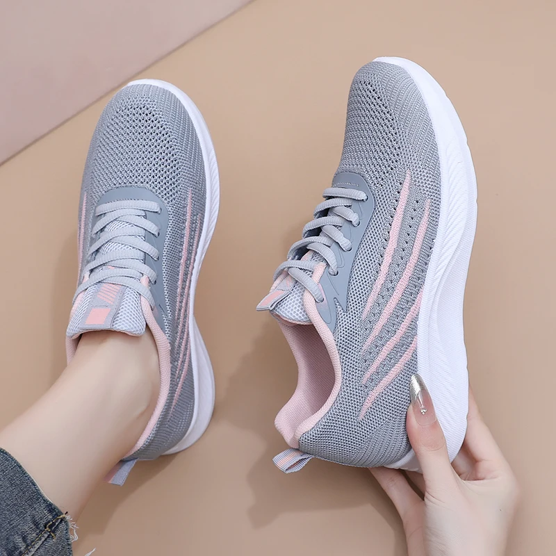 Damskie jesienne sneakersy z s – Knit Fabric Lace Up Sneakers recenzja i cena