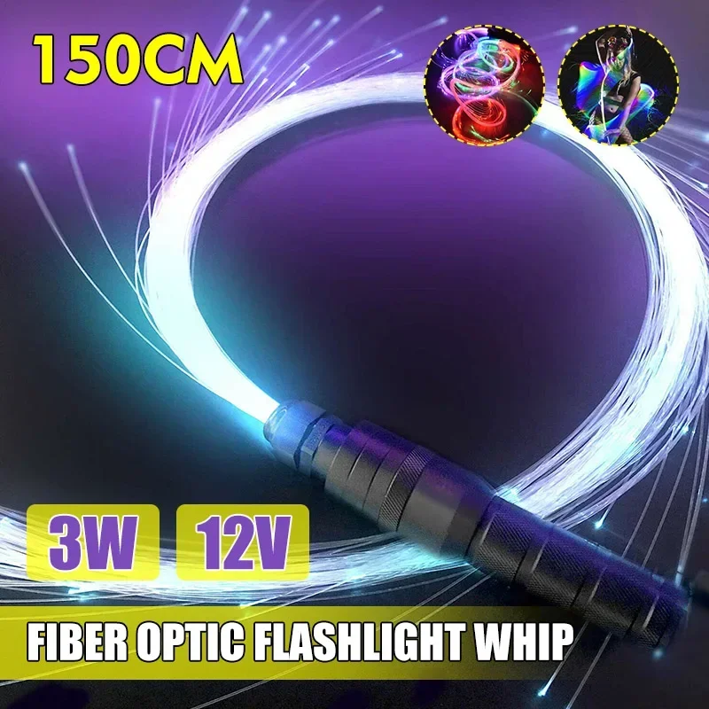 150CM 360° Rotation Optic LED Fiber Dancing Whip More Modes and Effects Light Up Waving Holiday Lighting Fiber Optic Dance Whips