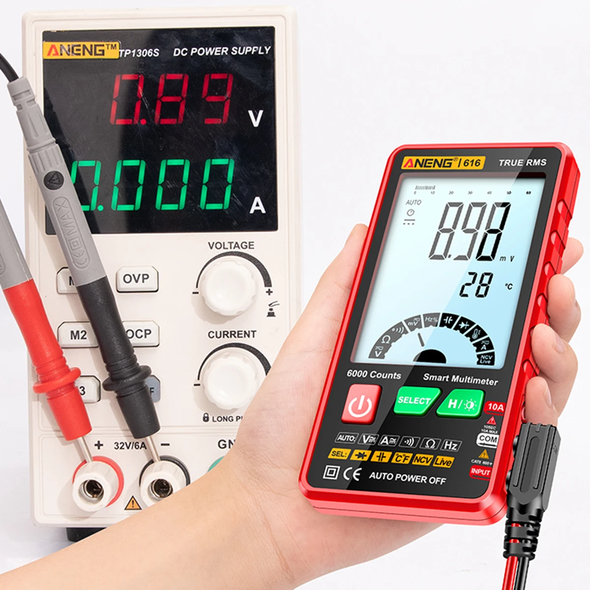 ANENG 616 Smart Digital Multimeter 6000 conteggi Auto Range True RMS Resistance AC/DC voltmetro amperometro LCD NCV misuratore universale