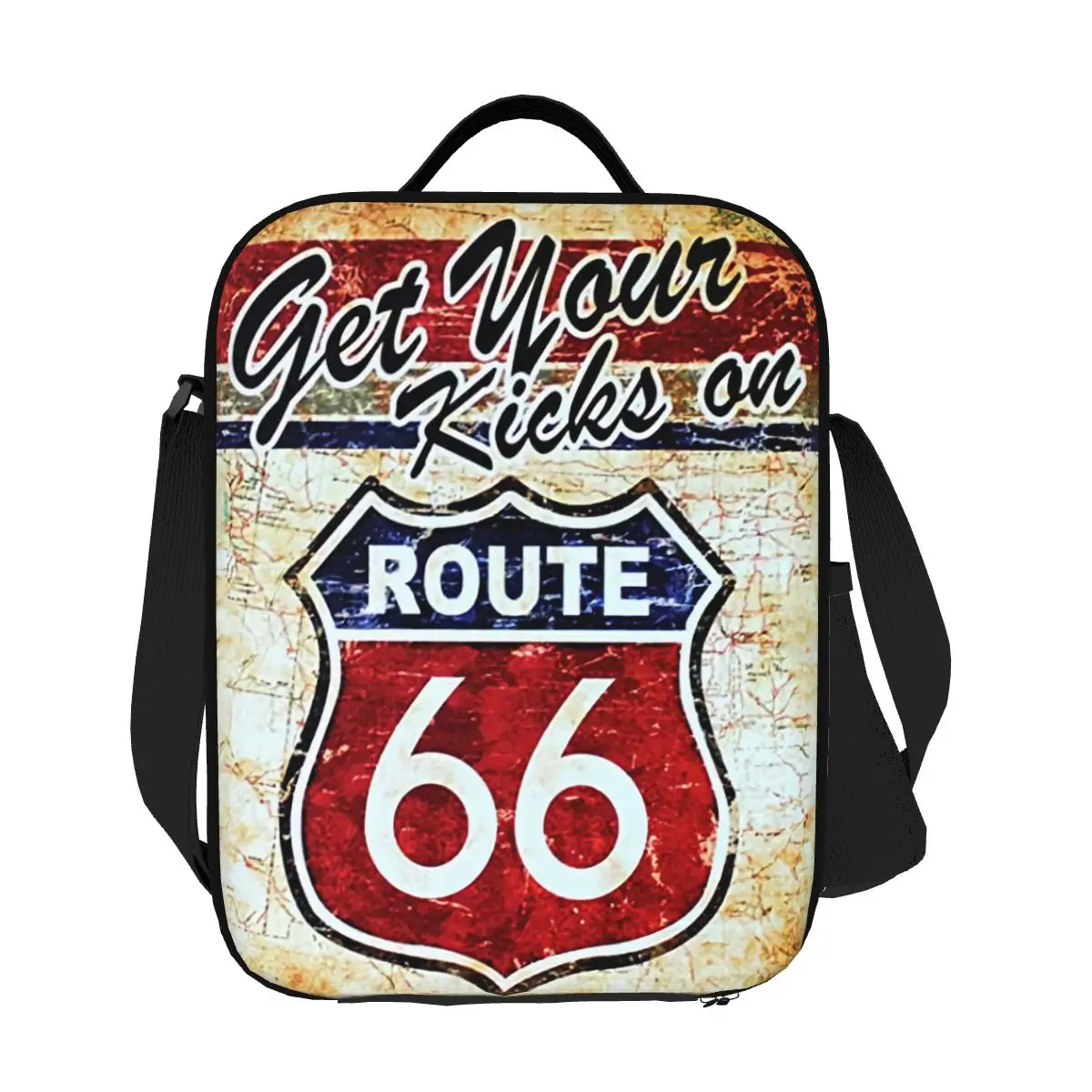 Boîte à Lunch Portable Vintage Route 66 pour Femme, Étanche, Refroidisseur Thermique, Sac Isotherme, École, Enfant