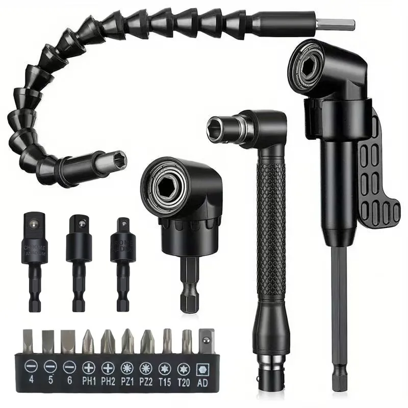 L-Type 105 Degree Angle Driver Bit Set 360° Universal Flexible Connecting Shaft for Electric Screwdriver Air Impact Socket