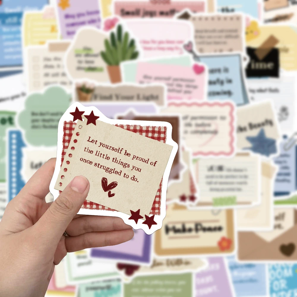 50/100PCS Creative Encouragement Message Text Stickers Exquisite DIY Phone Cases, Water Cups, Notebook Personalized Stickers