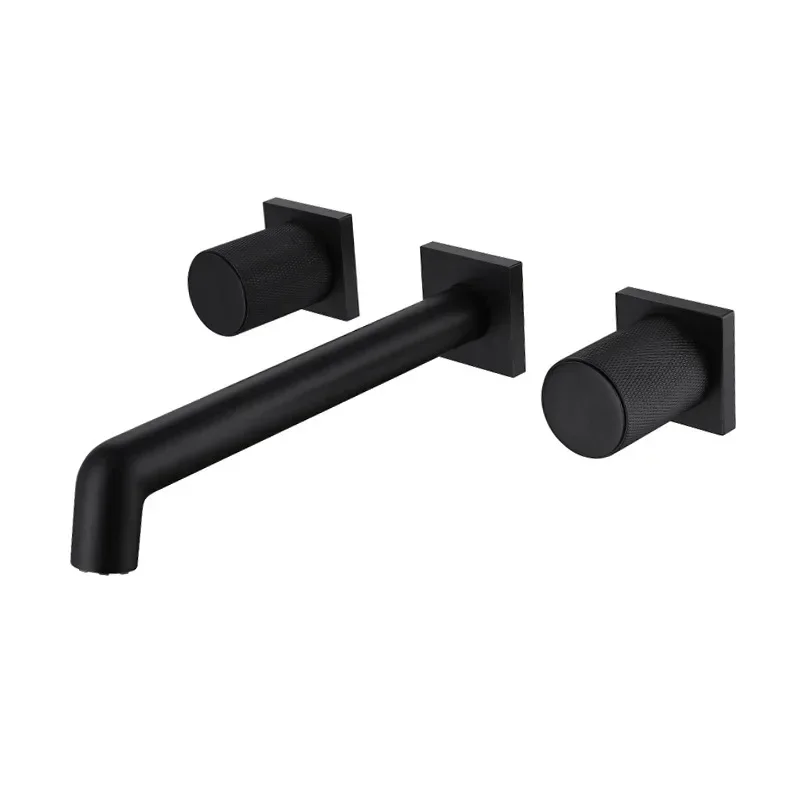 

Concealed, all-copper black round basin, faucet into the wall, hotel household, split