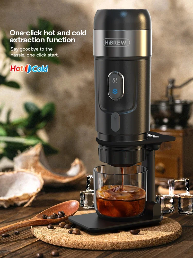 For HiBREW Portable Coffee Machine for Car & Home,DC12V Expresso Coffee Maker Capsule Coffee Powder H4A