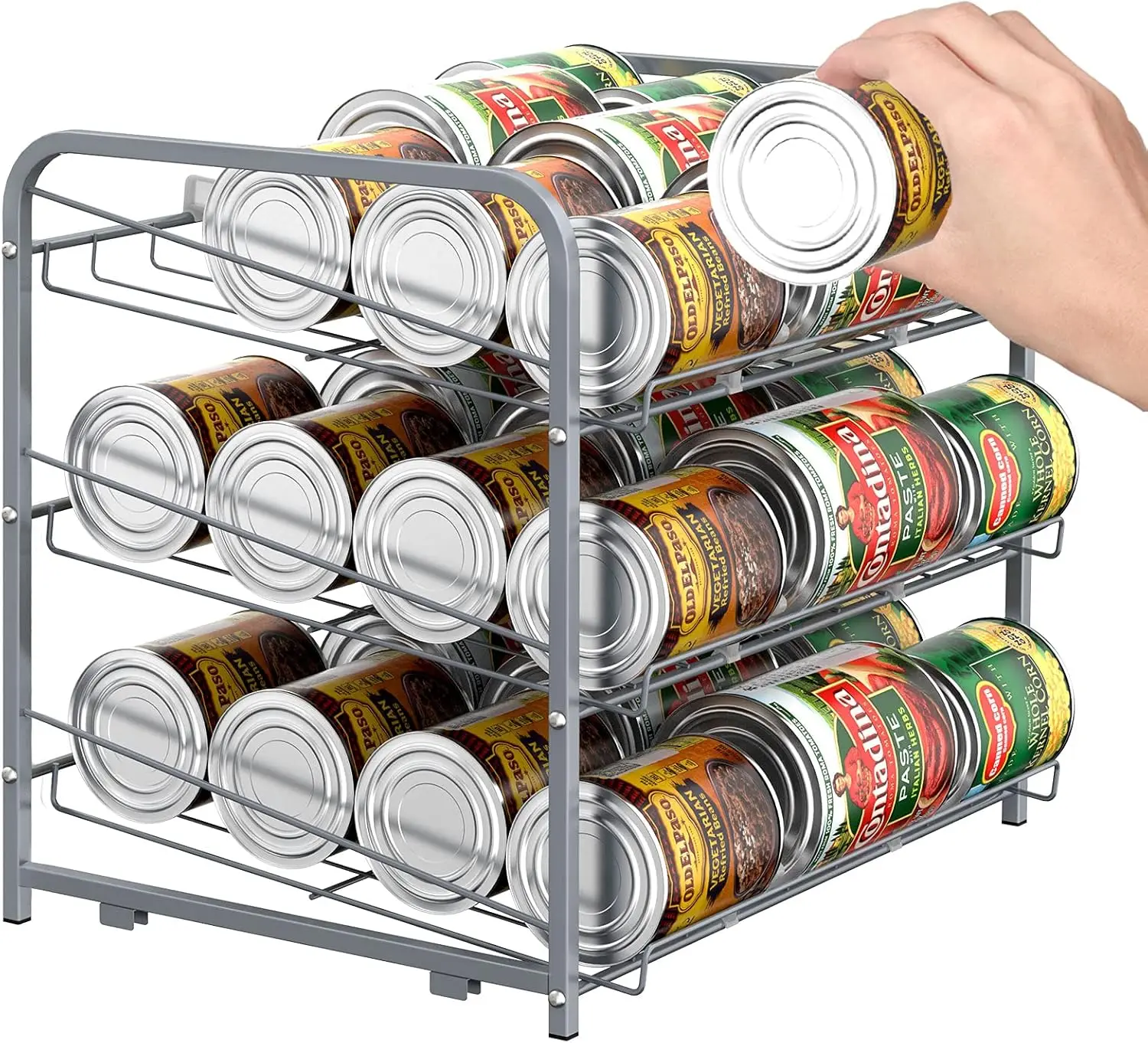 Stackable 2-piece can dispenser in the pantry, small space storage rack can hold up to 36 cans