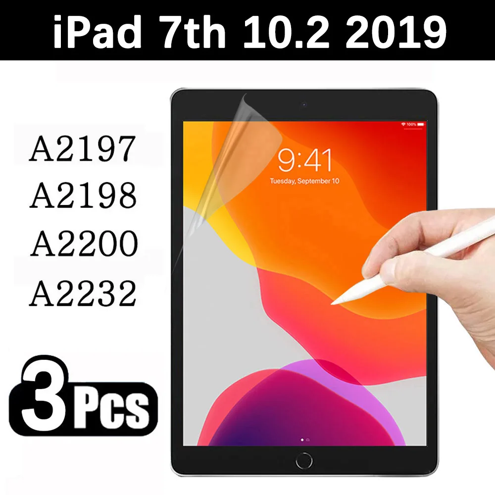 

(3 Packs) Paper Film For Apple iPad 10.2 2019 7th Generation A2197 A2198 A2200 A2232 Like Writing On Paper Screen Protector