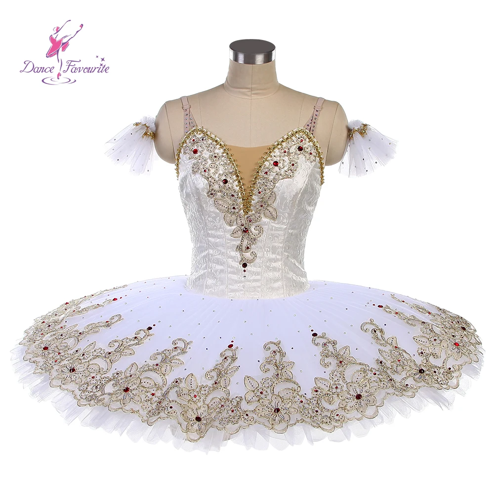 B22089 골드 트림 아이보리 컬러 탑 보디스 발레 투투 대회 댄스 의상