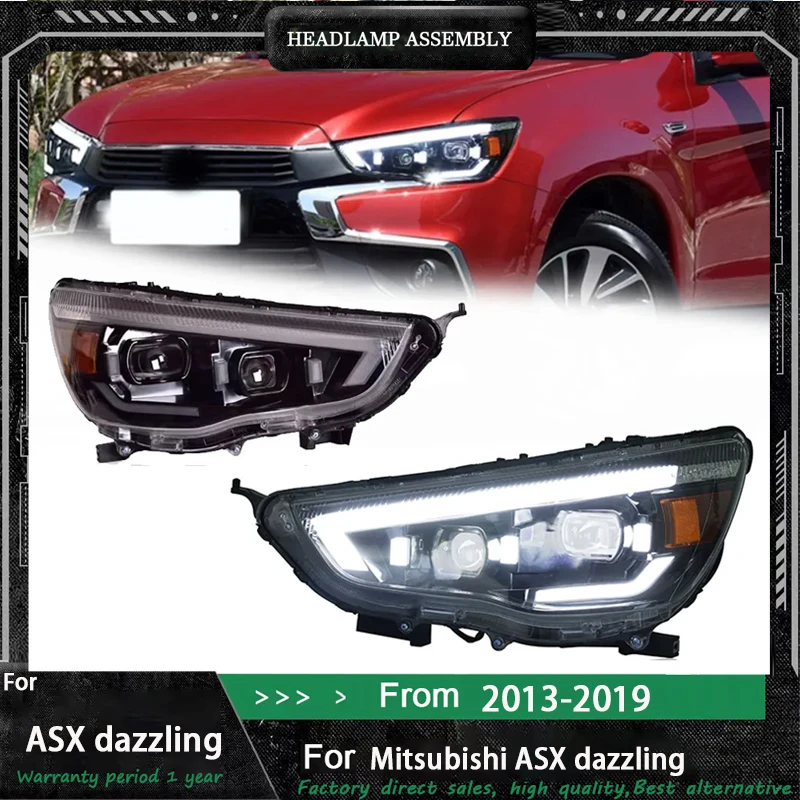 مصباح الرأس لميتسوبيشي ASX LED المصباح 2013-2019 المصابيح الأمامية ASX DRL بدوره إشارة عالية شعاع الملاك العين العارض عدسة #1