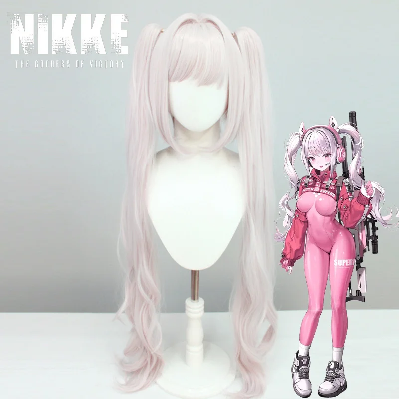 Game Goddess of Victory: Nikke Alice Cosplay Wig Adult Women Pink Curly Hair Heat Resistant Synthetic Wigs