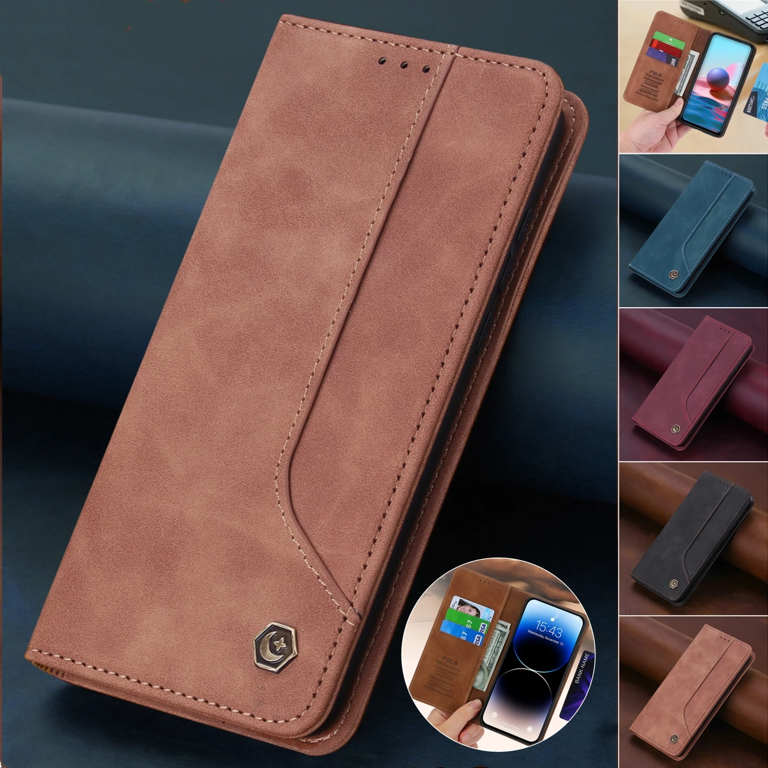 Flip Leather Case for Samsung Galaxy A14 A34 A54 A53 A33 A23 A13 A52 A22 A32 A12 A72 A04S S23 Ultra S22 S21 FE Wallet Cover