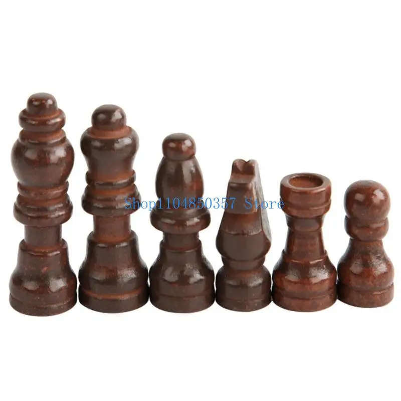 652F 32 Pcs Hand Carved Wooden Chess Pieces Portable Tournament Chessmen International Chess Figures for Chess Board Game