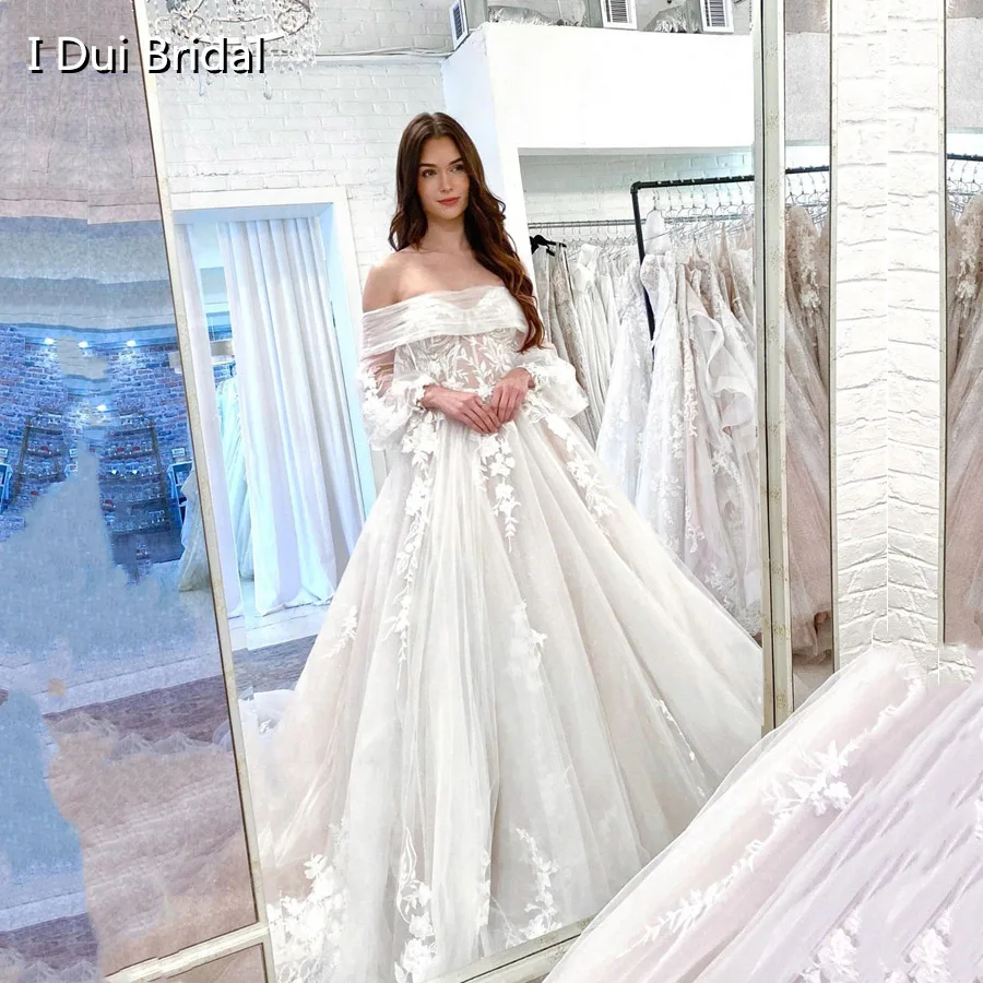 ที่ถอดออกได้โคมไฟโรแมนติก Wedding Dress Lace Appliqued Fairy Tulle ชุดเจ้าสาวโรงงาน Custom ทำ2022