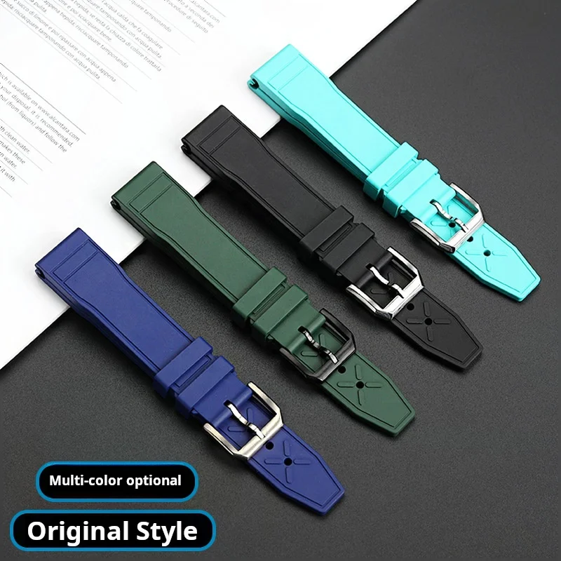High-Quality Fluororubber strap For IWC Pilot Mark 18 Spitfire Fighter Portugal watchband soft FKM rubber 20mm 21mm men Bracelet