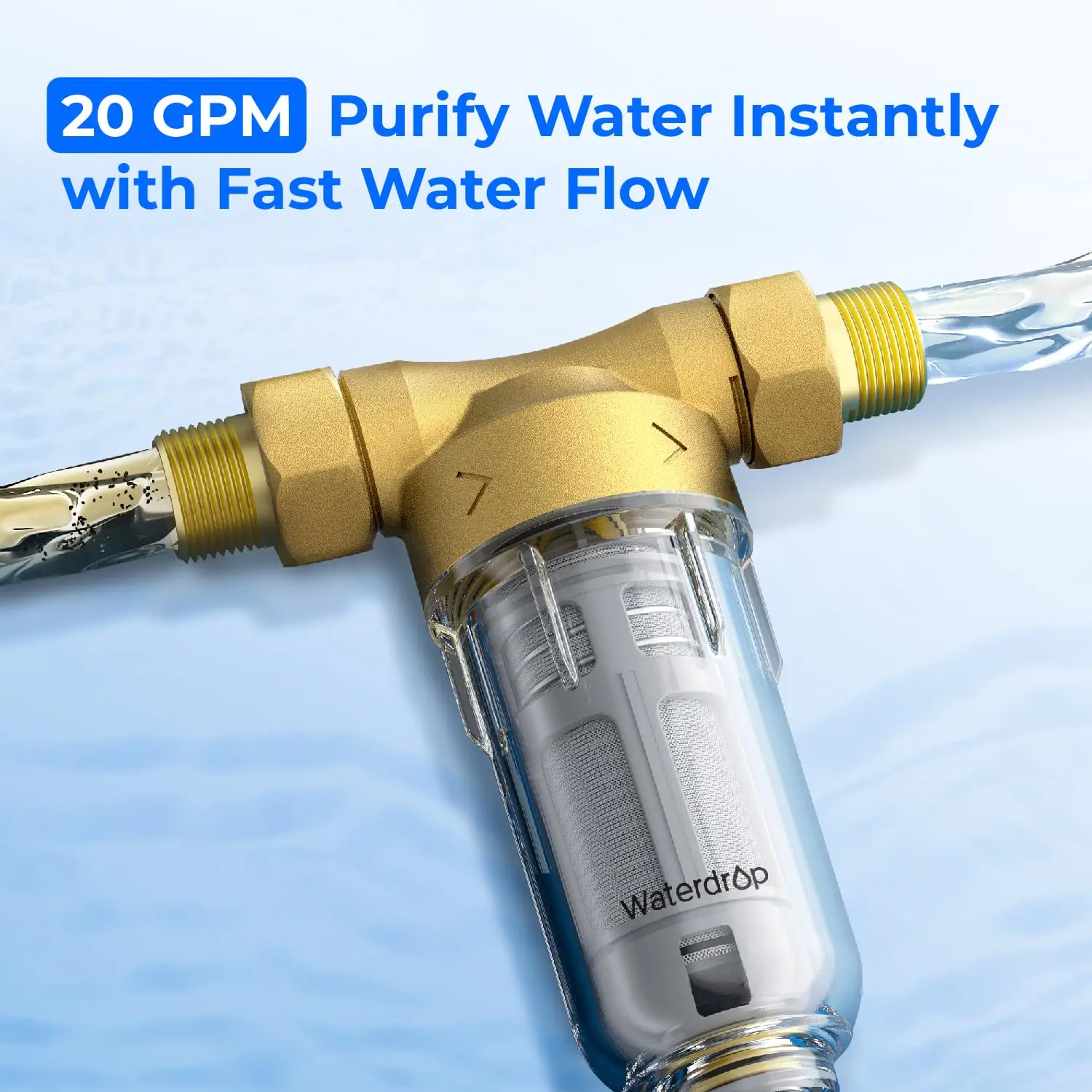 فلتر الرواسب الدوارة للأسفل من Waterdrop، نظام تصفية المياه للمنزل بأكمله للغسيل العكسي لمياه الآبار، 40-50 ميكرون، WD-RPFK #5