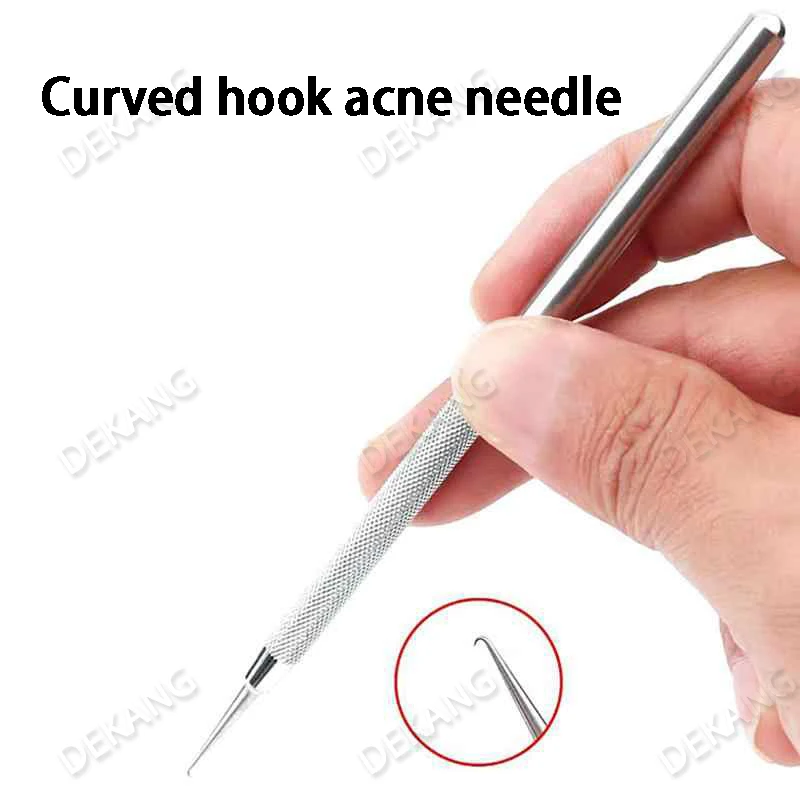 إبرة حب الشباب ذات الخطاف المنحني، إبرة كيرين هوك للرؤوس السوداء، قطف حب الشباب، المسام المغلقة، حبيبات الدهون، إبرة متخصصة