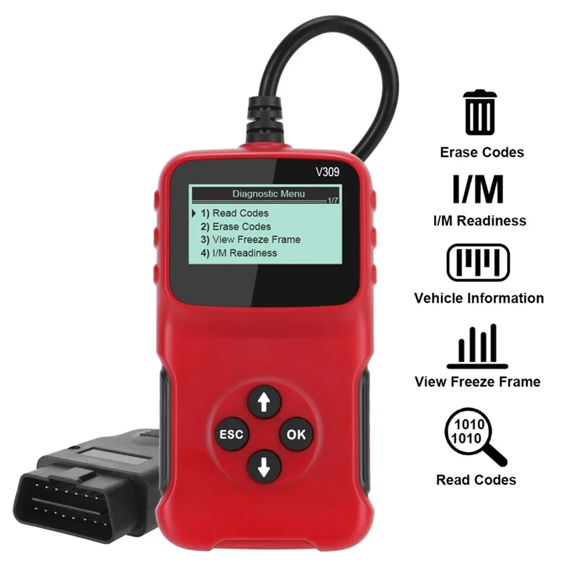 

Exquisite-OBD2 OBDII V309 Сканер Автомобильные протирания/сброса считывателя тропы кодов Диагностический инструмент работает на большинстве 1996 года и новечных автомобилях