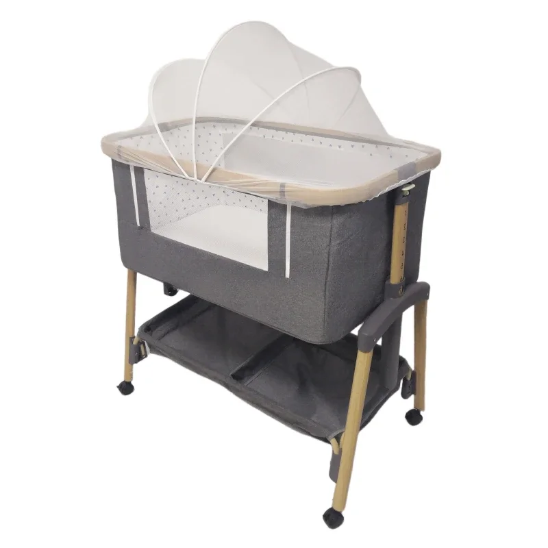 Baby Crib Foldable Height Adjust Infant Bed Baby Bedside Crib Co-Sleeper Wholesale Baby  Infant Cot Bed for Newborns