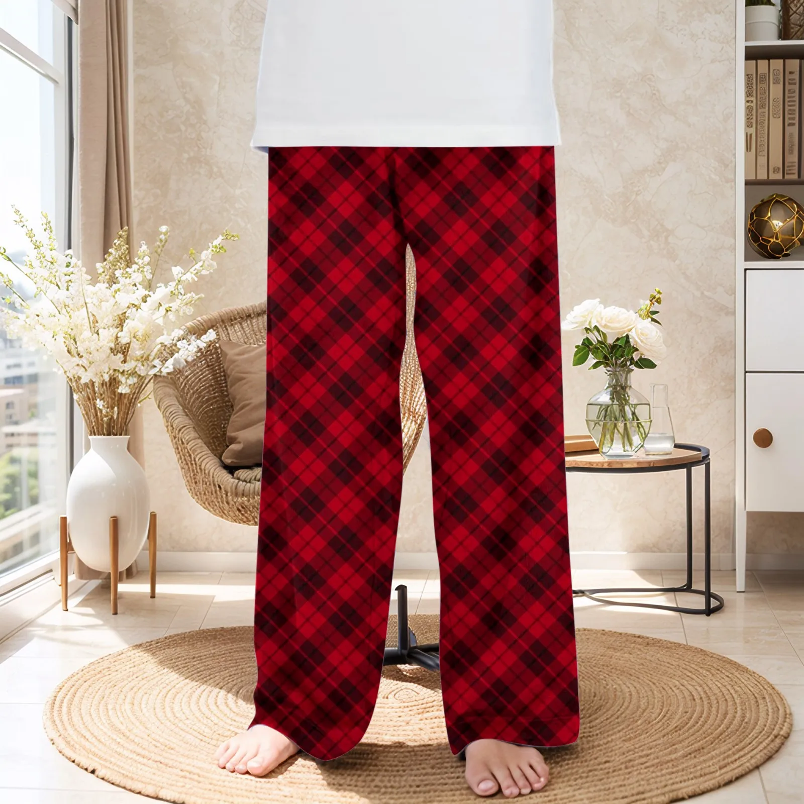 Pajama Pants Kids Flannel Cotton Autumn Winter Brushed Plaid Long Trousers Warm Homewear Pants Boy Girl Sleepwear Pyjama Homme