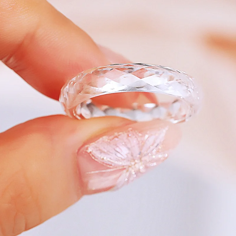 خاتم إصبع بحلقة اكسيد الالمونيوم الأبيض من Lab Grown مناسب للارتداء اليومي #5