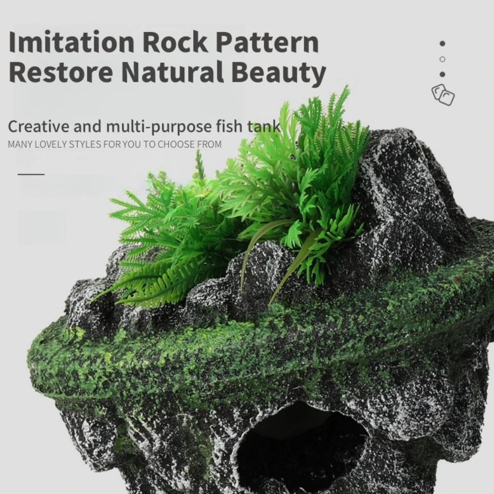 Suspended Island Fish Tank Decorative Creative Floating Stone Simulation Plants Caverns Crafts Ornaments Aquarium Accessories