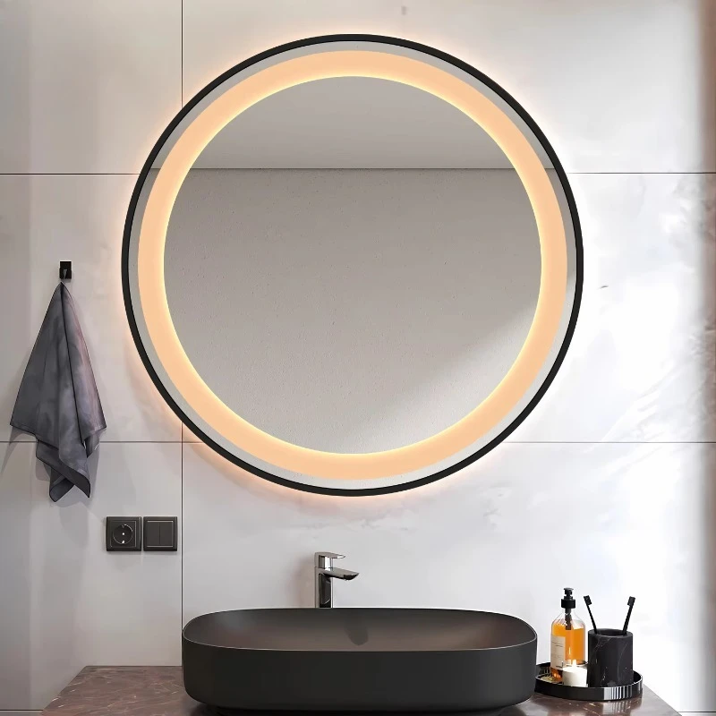 Wall Mounted Light Emitting Diode Bathroom Mirror Smart Dual Touch Button Anti-Fogging 3 Color Temperature