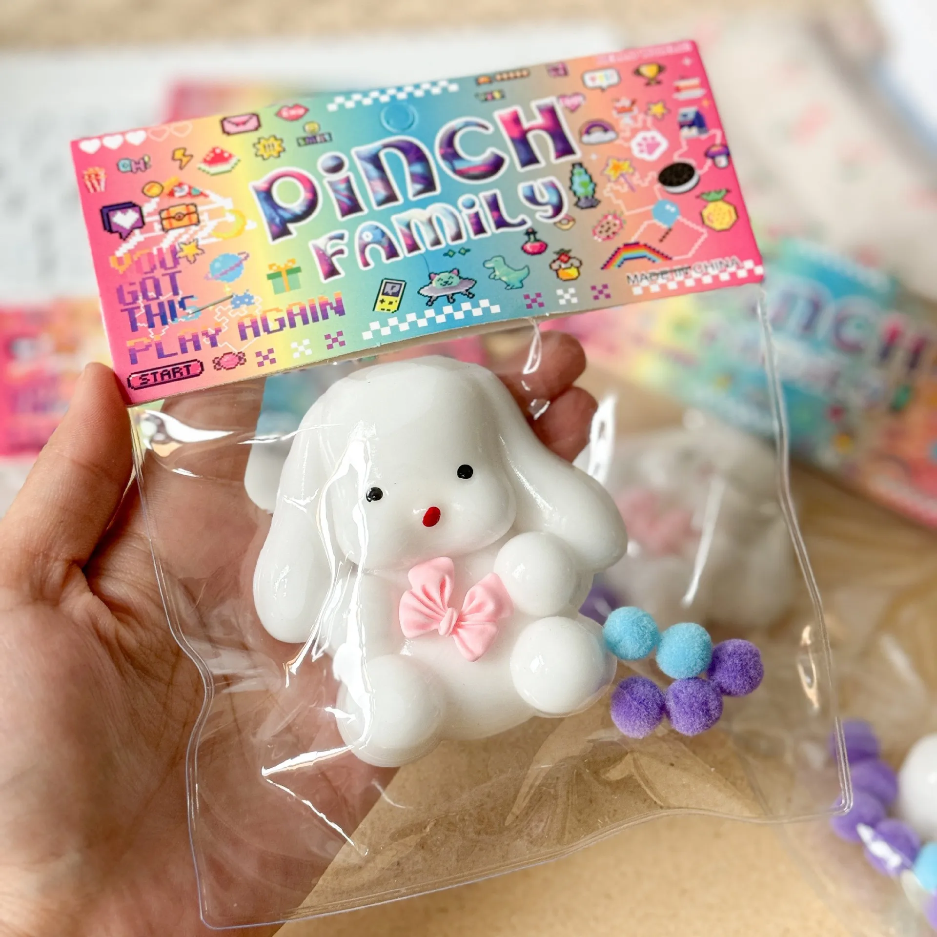 New Big Ears Dog Style Long Ear Rabbit Squishy Toy Resin Stress Relief Fluid Flour Ball Fidget Toy For Adults