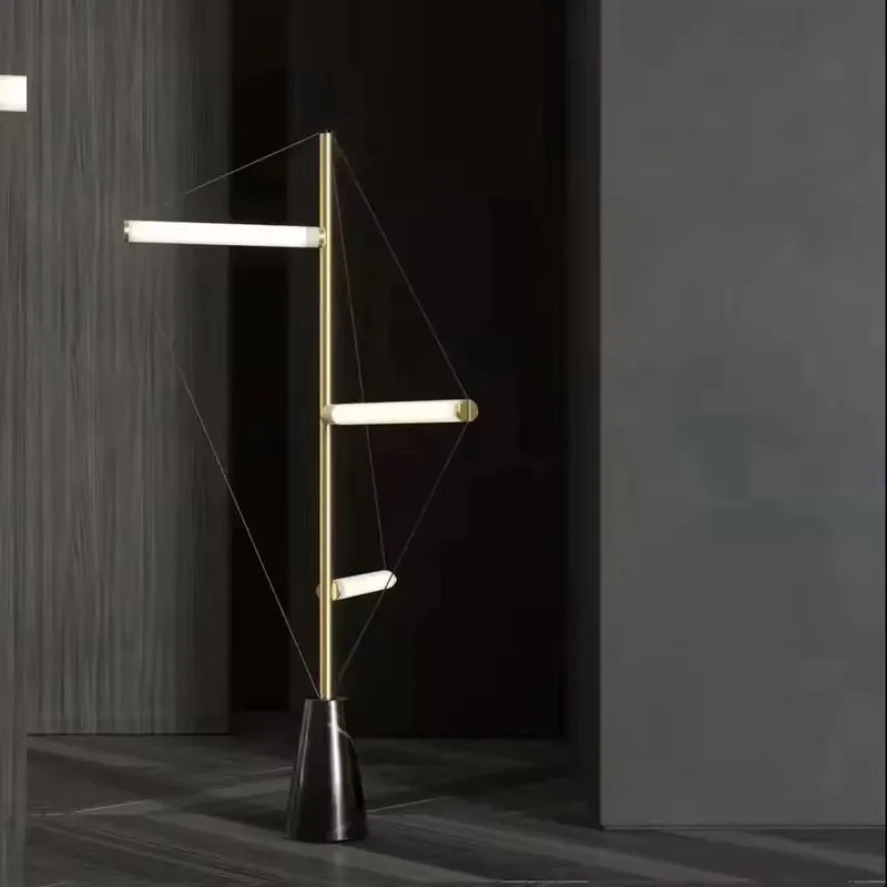 Designer's Minimalist Geometric Polygon Line Pendant Light Loft Empty Living Room Staircase Model Room Bedroom Bedside Lamp