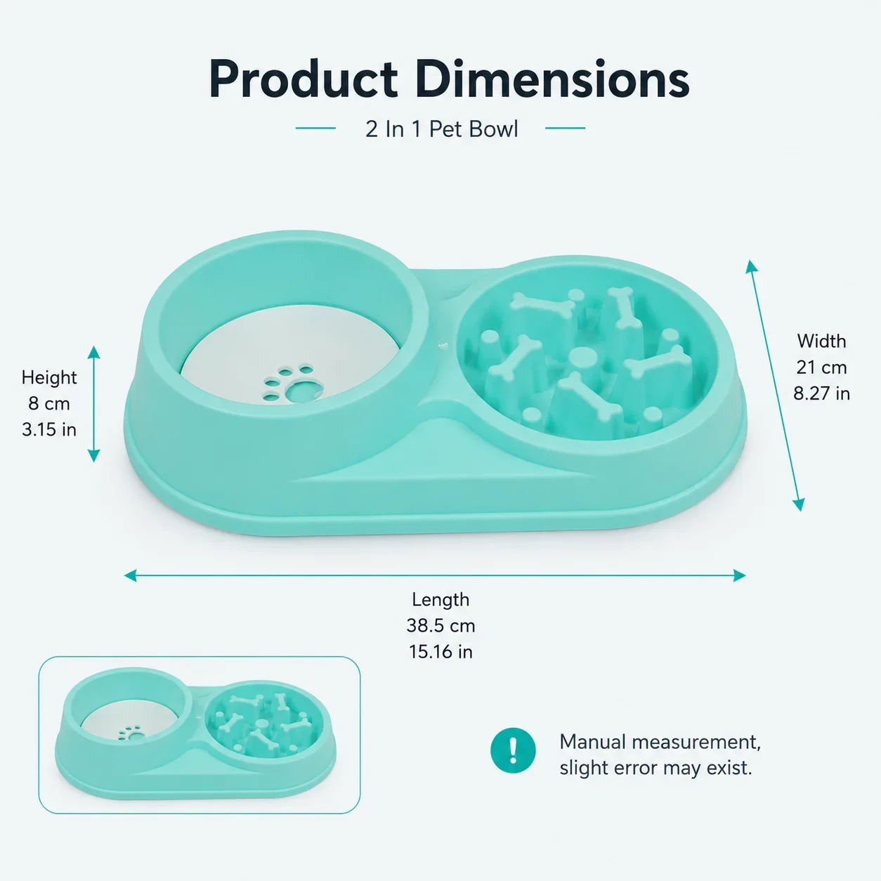 Dog Floating Water Bowl No Wet Mouth Anti Splash Slow Feeder Pet Bowl Cat Dog Drinking Bowl No Spill Water Dish Double Use Set