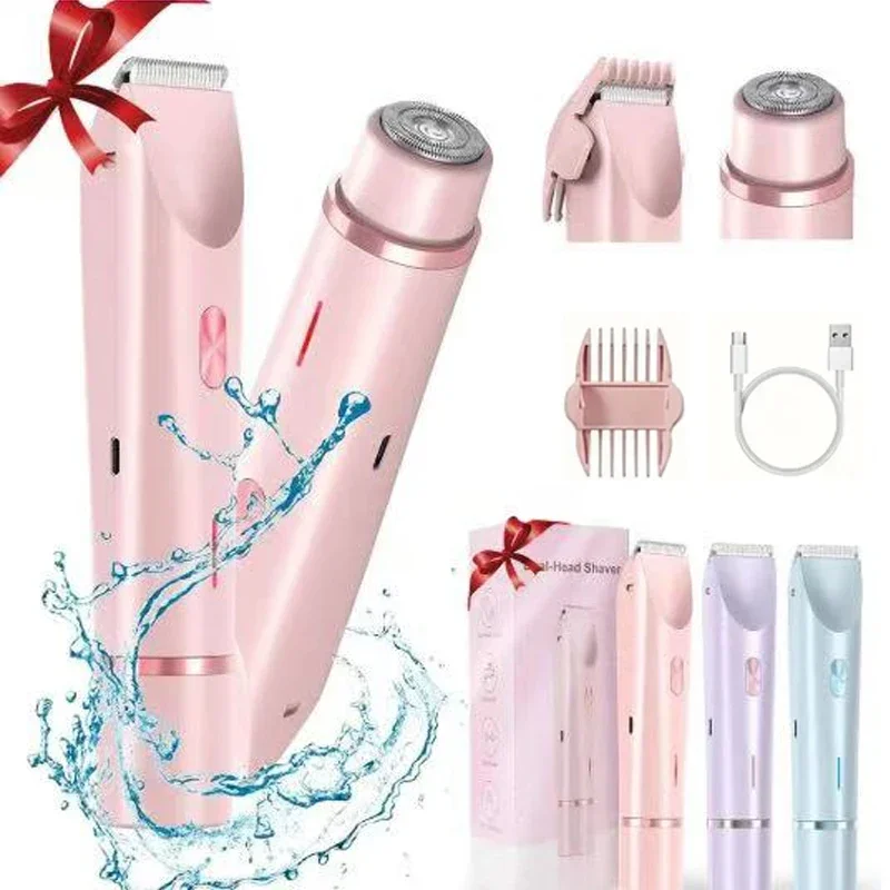 

2-in-1 Dual Head Women's Electric Shaver Electric Hair Clipper Trimmer Electric Shaver for Women's Private Parts Armpits Legs