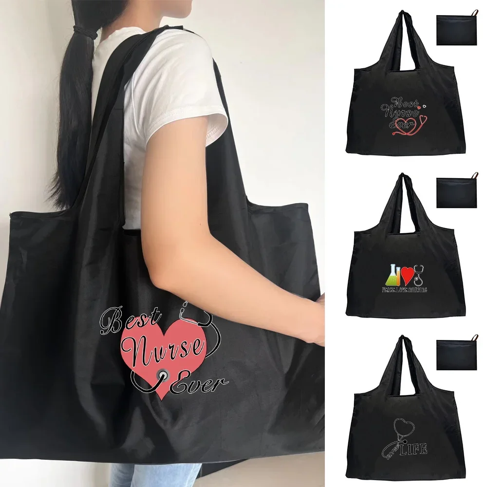 Picnic Storage Bag Large-Capacity For Travel Grocery Tote Beach Bag Shopping Folding Pouch Handbags Nurse Doctor Theme Print2026