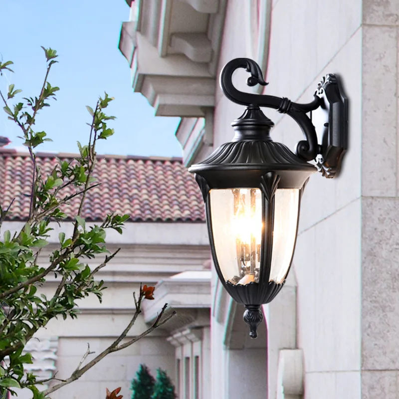 New Outdoor Waterproof Wall Lamp Courtyard Villa Exterior Wall Entrance American Retro Wall Landscape Die Cast Aluminum