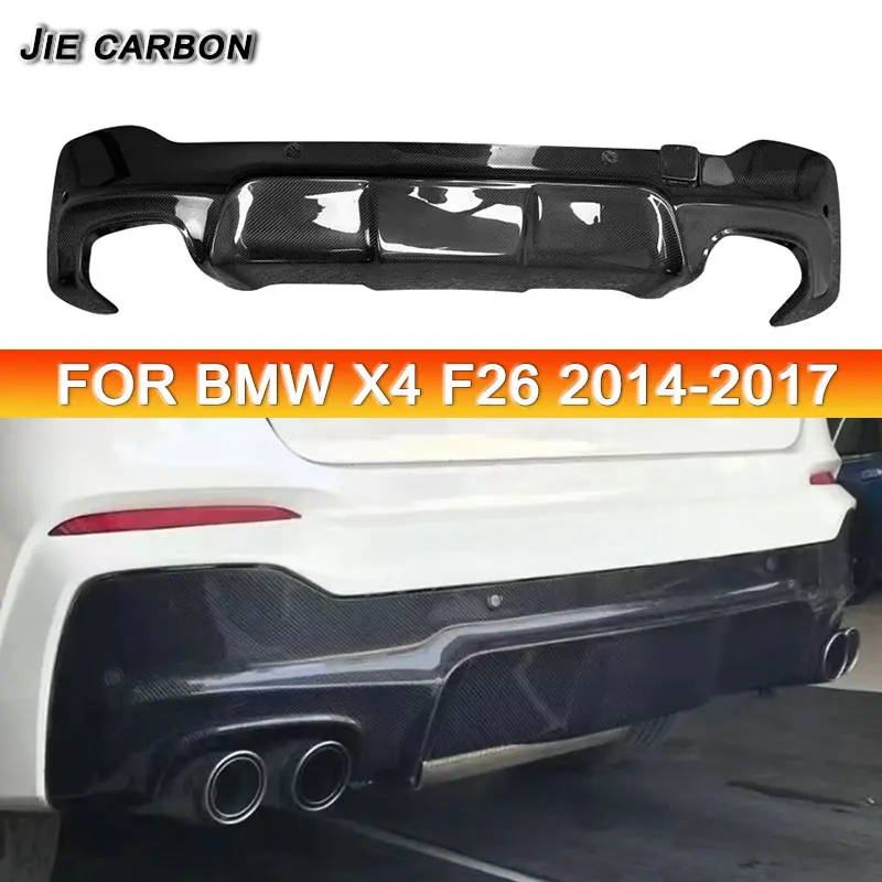 For BMW X4 F26 3D 2014-2017 Carbon Fiber Car Rear Bumper Rear Lip Spoiler Diffuser Fender Auto Accessories Body Kits