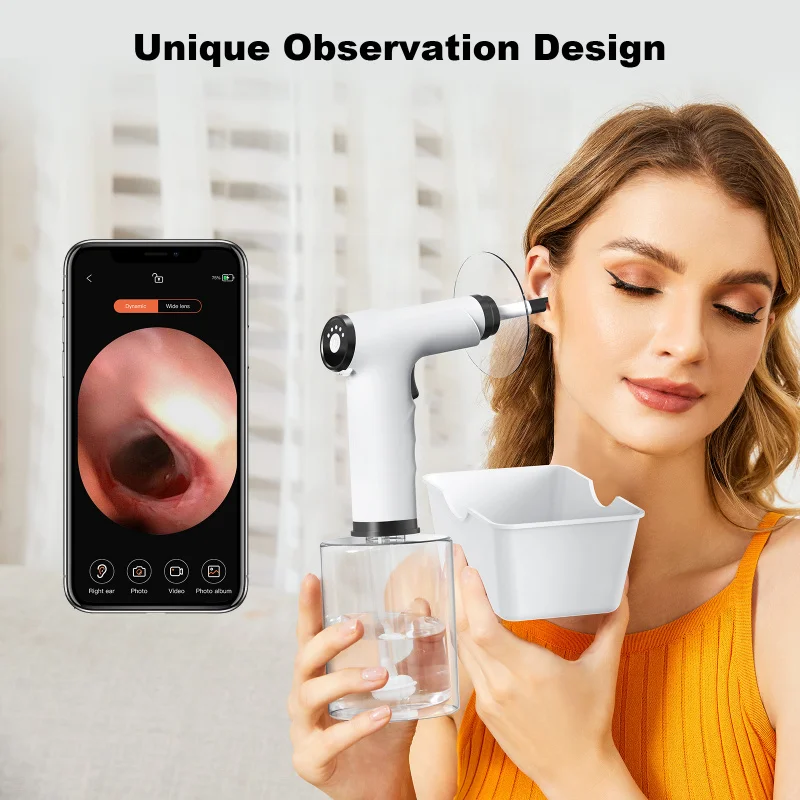 APP Visual Electric Ear Irrigation Kit 4 Pressure Modes Soft Water Spray Ear Wax Removal Cleaner For Household Personal Ear Care